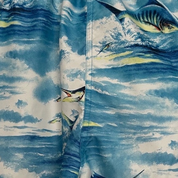 Nautica Other - Nautica Mens Blue Marlin Ocean Print Swim Trunks Mesh Liner Size Large EUC